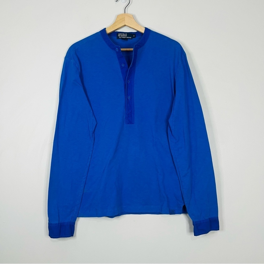 Ralph Lauren Blue Long Sleeve 1/2 Button Henley Medium